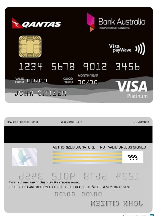 Download Australia Bank Australia Platinum Rewards Visa Card Photoshop template
